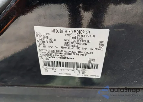 2017 Ford Police Interceptor z USA, uszkodzony, nr VIN 1FM5K8AR8HGE14461